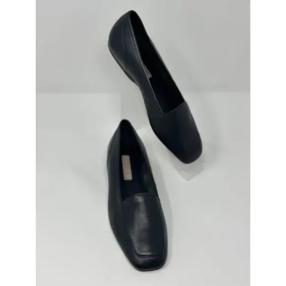 PARTNERS Dark Blue Leather Slip On Loafer Flats Shoes Women's Size 6 - Picture 3 of 10